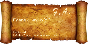 Franek Anikó névjegykártya